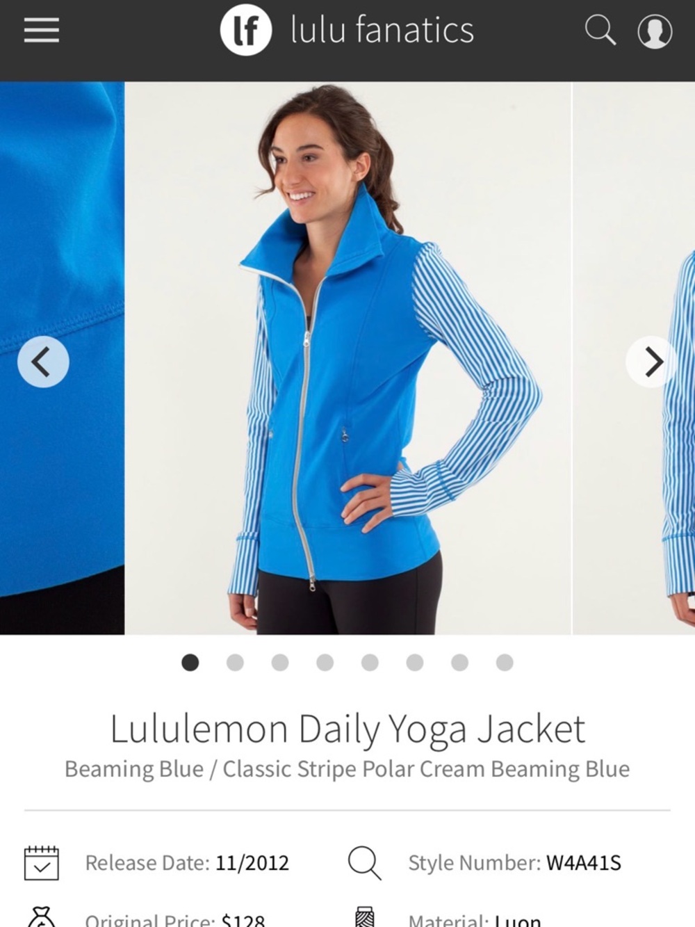 2 for $25 Lululemon Women's Daily Yoga Jacket with Striped Sleeves - Picture 7 of 8